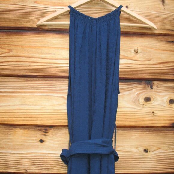 NWOT Apiece Apart Isla Textured Sleeveless Wide Leg Jumpsuit Navy 6 - Picture 7 of 9